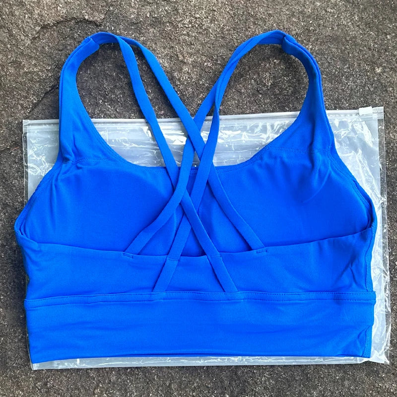 Cross-Back Sports Bra with Chest Pad