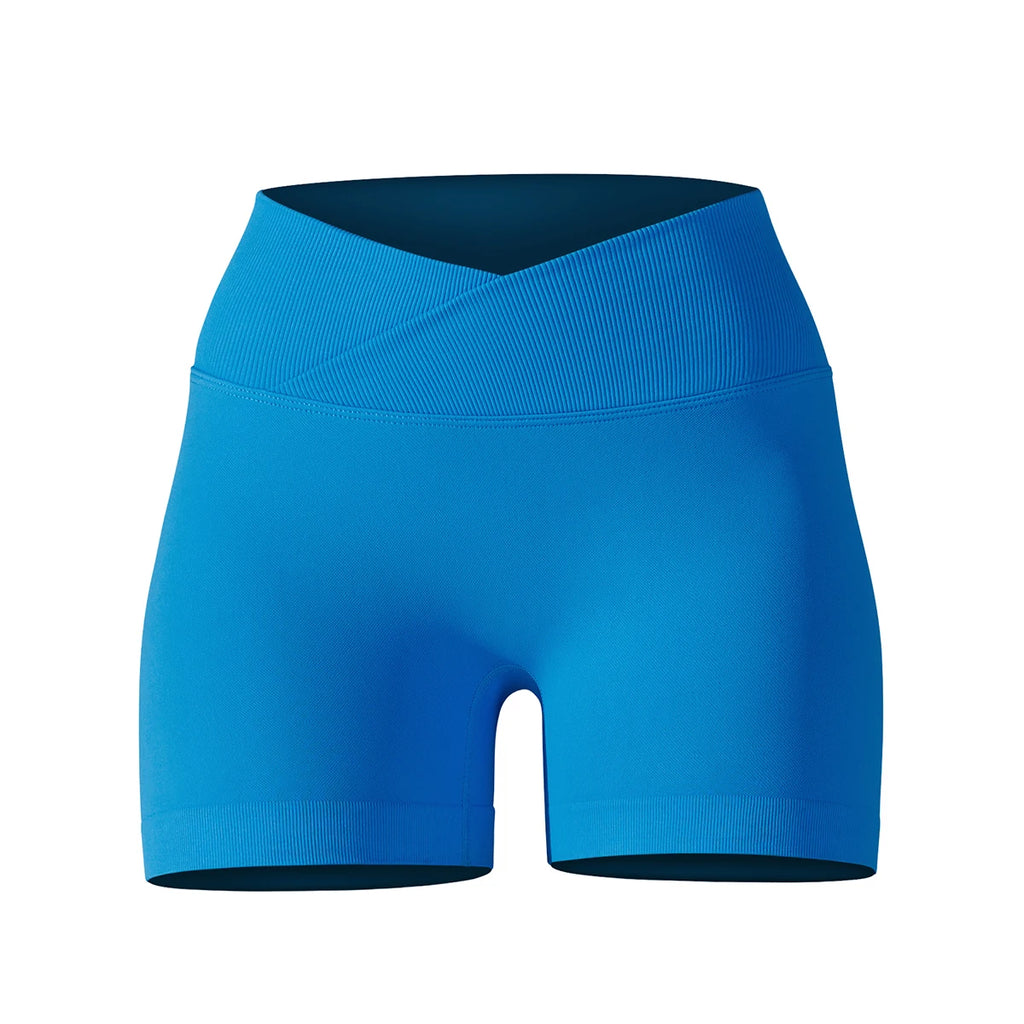 Cross-Waistband High-Waist Yoga Shorts