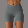 Cross-Waistband High-Waist Yoga Shorts
