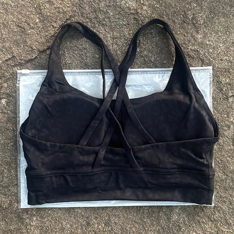Cross-Back Sports Bra with Chest Pad