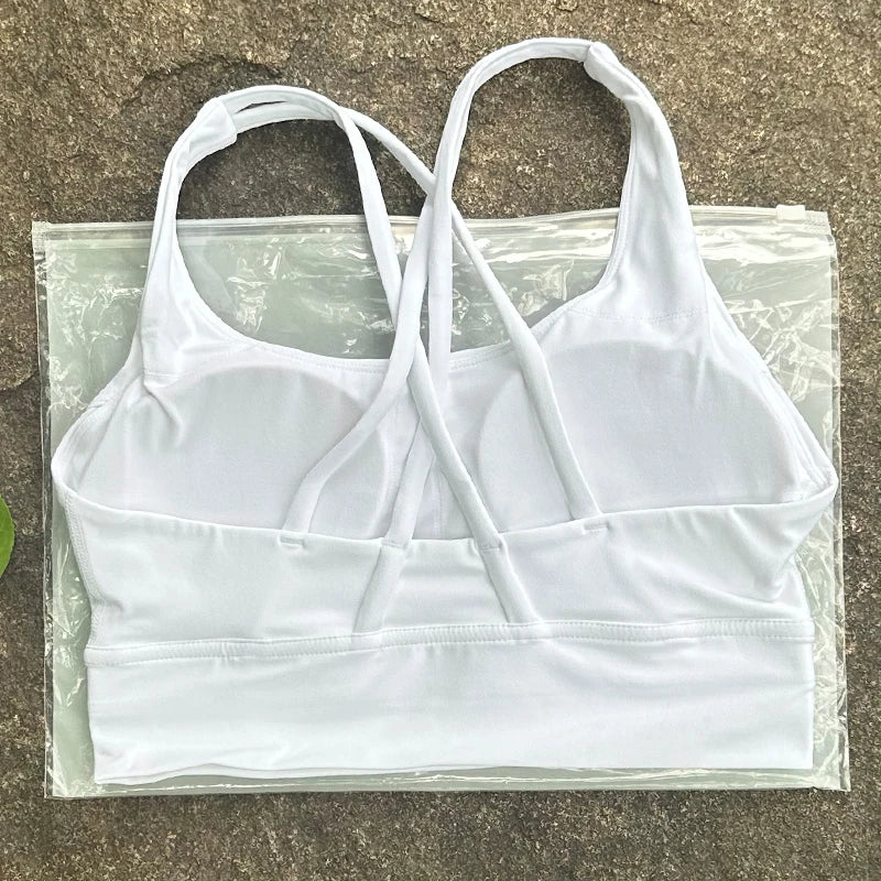 Cross-Back Sports Bra with Chest Pad