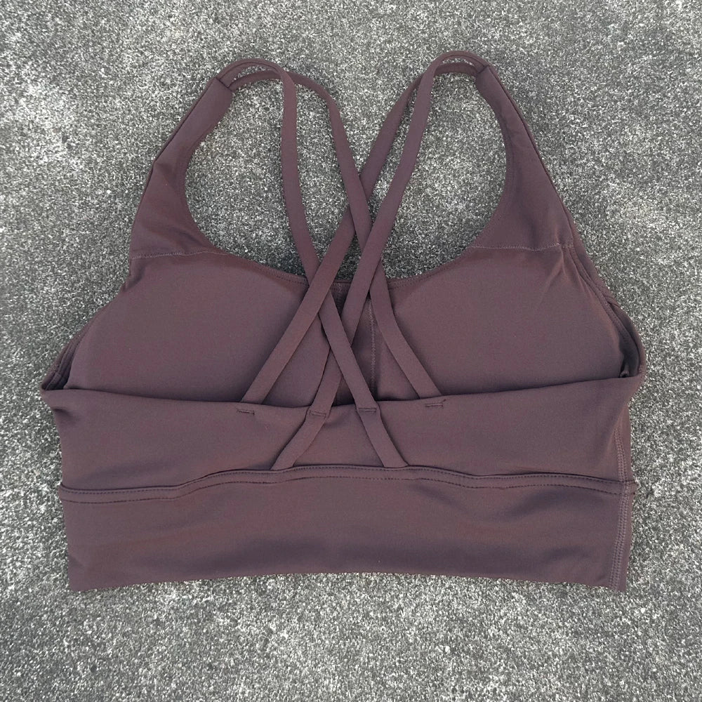 Cross-Back Sports Bra with Chest Pad